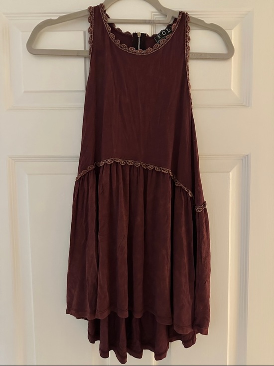POL Tops - POL Burgundy Sleeveless Dress with Scalloped Trim